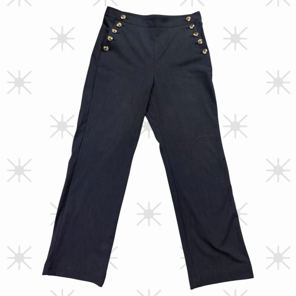 Like New Ann Taylor Factory Navy gold Button-Accent Trousers